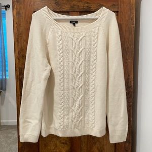 Talbots Angora/Cotton Ivory Cable Knit Sweater